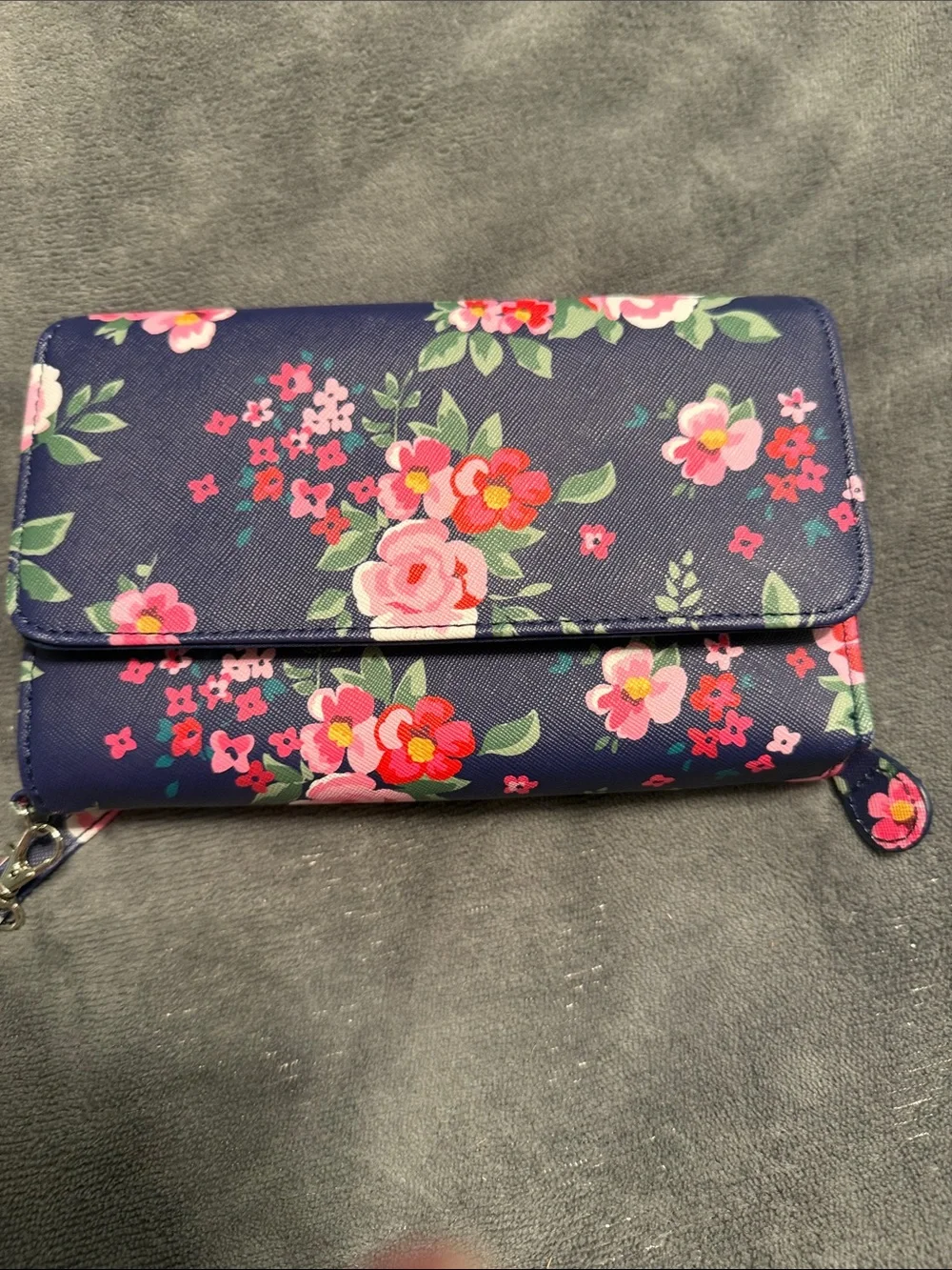 Floral Navy Wristlet Wallet - Women's Floral Zip Clutch